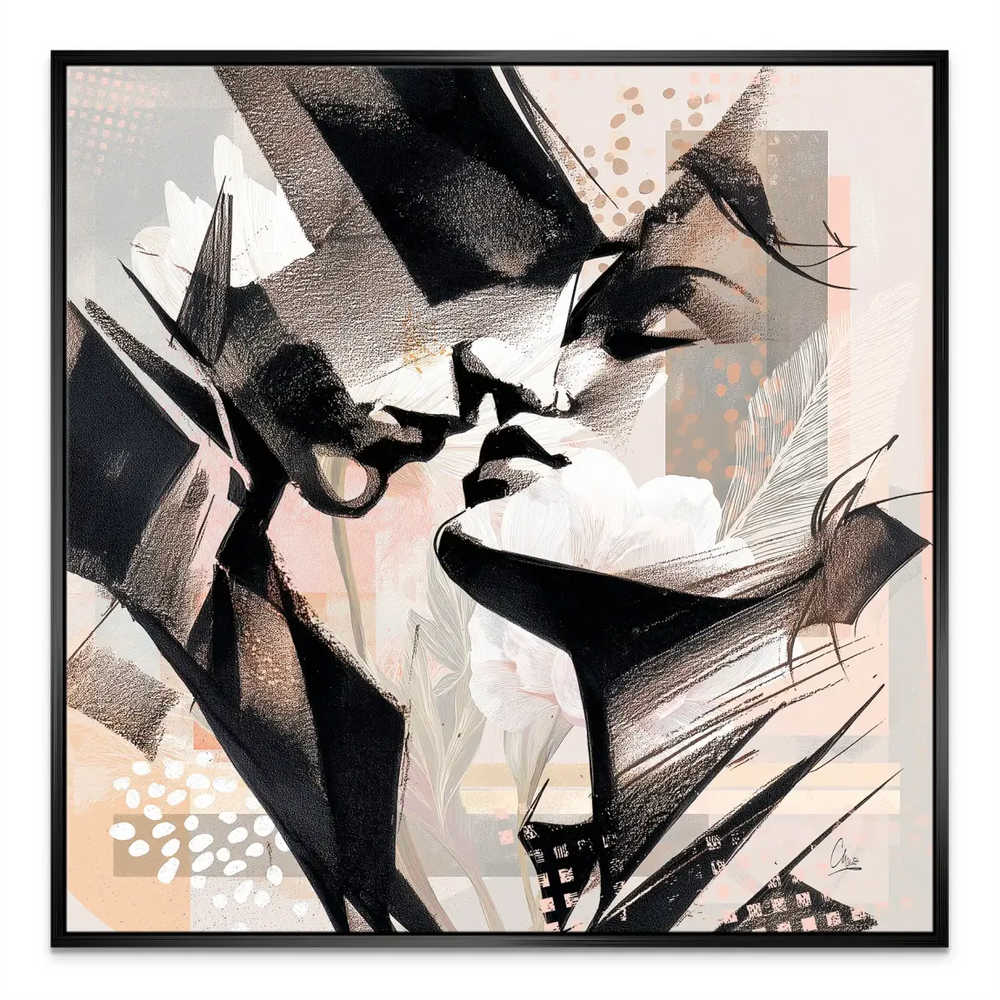 High-contrast abstract canvas with a focus on silhouette and emotion.