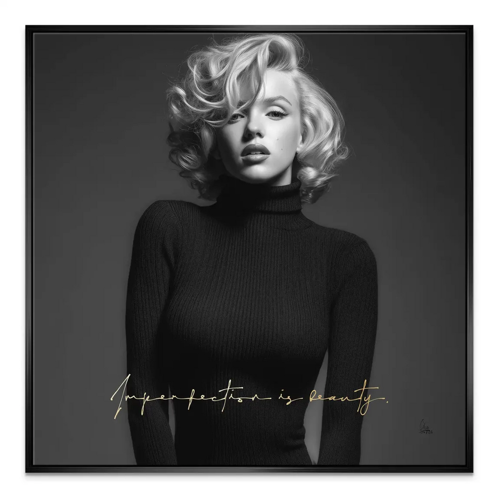 Marilyn Monroe Imperfection Canvas Portrait - Iconic B&W Wall Art - Image 6