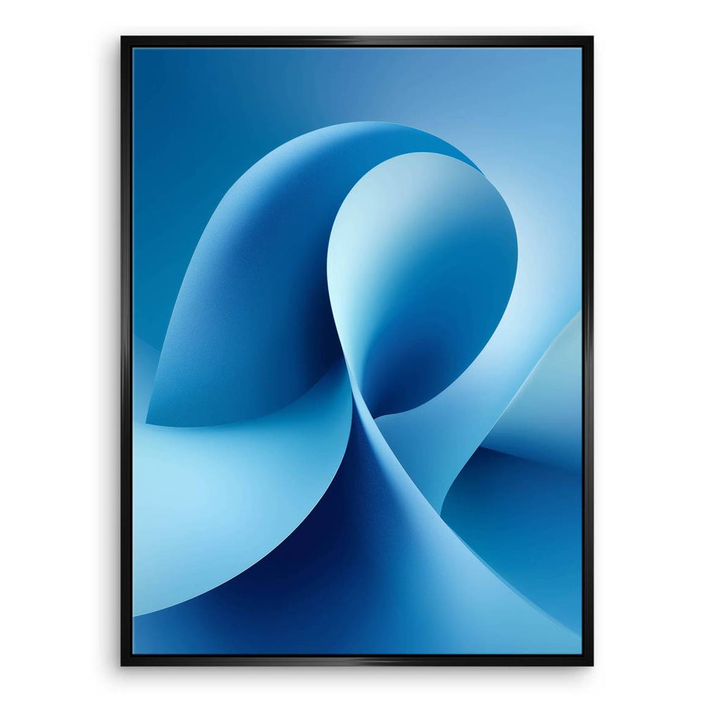 Soft blue gradient wall art with flowing forms and serene atmosphere
