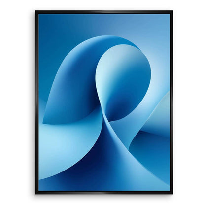 Soft blue gradient wall art with flowing forms and serene atmosphere