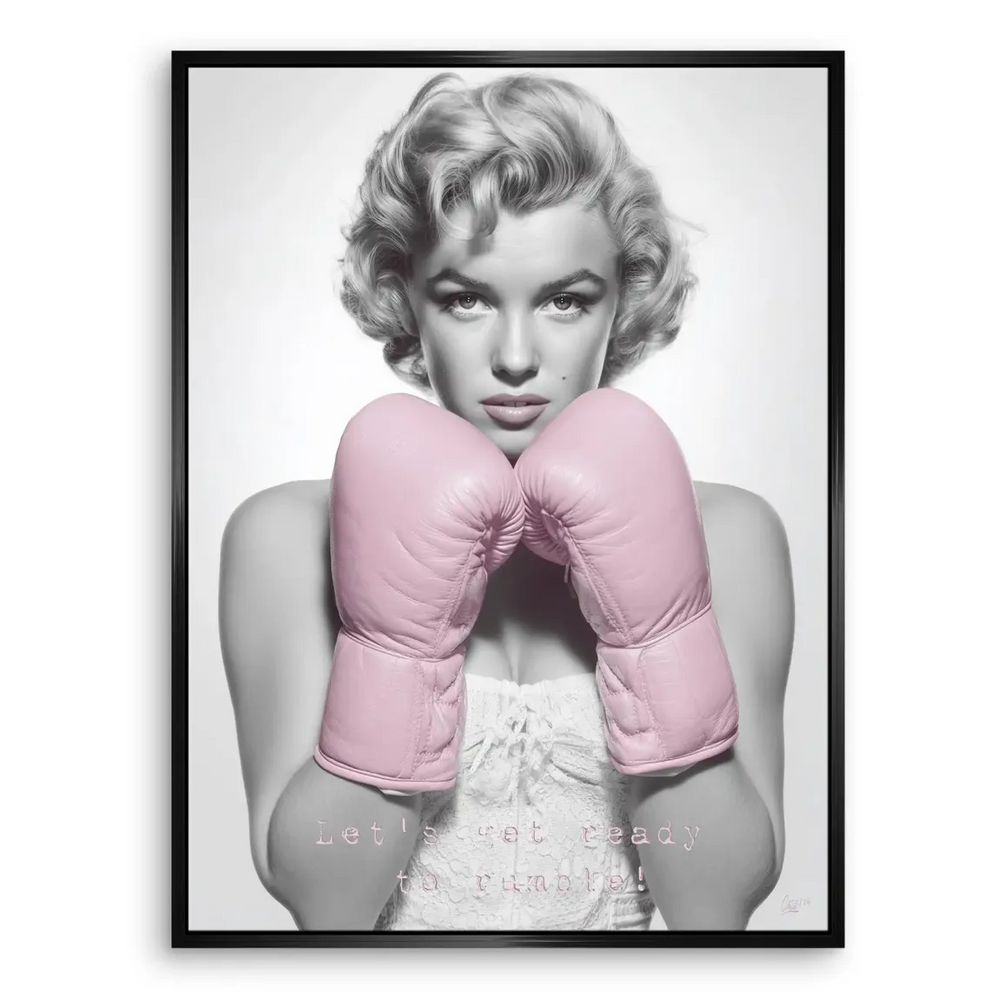Statement wall art featuring Marilyn Monroe boxing pose.