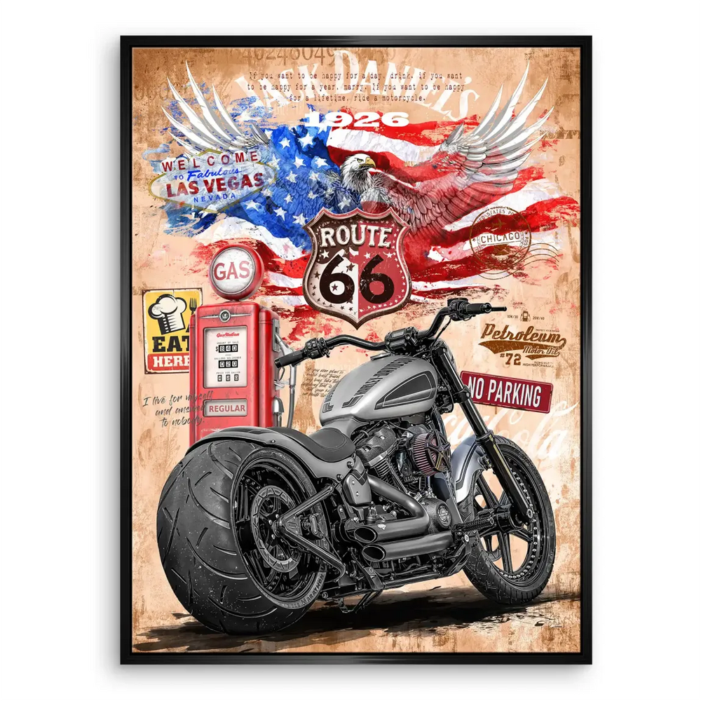 Harley Route 66 Canvas Print - Vintage Americana Wall Art - Image 6