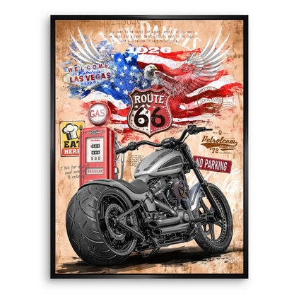 Harley Route 66 Canvas Print - Vintage Americana Wall Art - Image 6