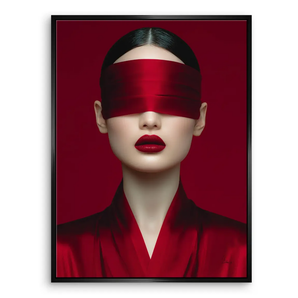 Minimalist canvas art featuring a masked, elegant woman