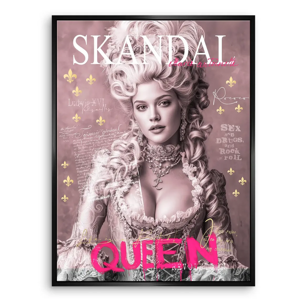 Marie Antoinette-inspired artwork for eclectic, opulent decor with historical-pop fusion