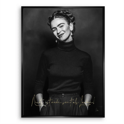 Frida Kahlo Silent Smile Canvas Portrait - Black & White Wall Art - Image 6