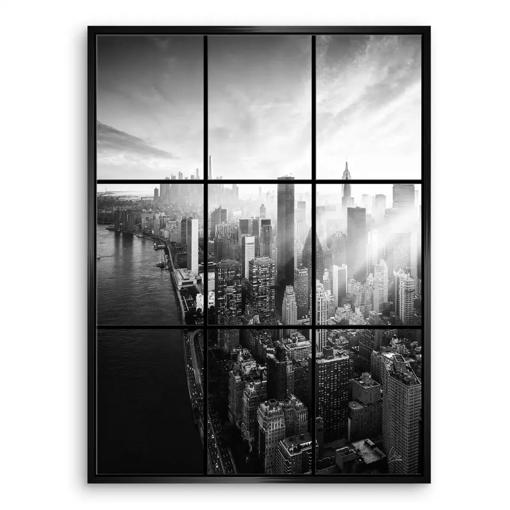 Fine-art grayscale architectural detail of towers and bridges