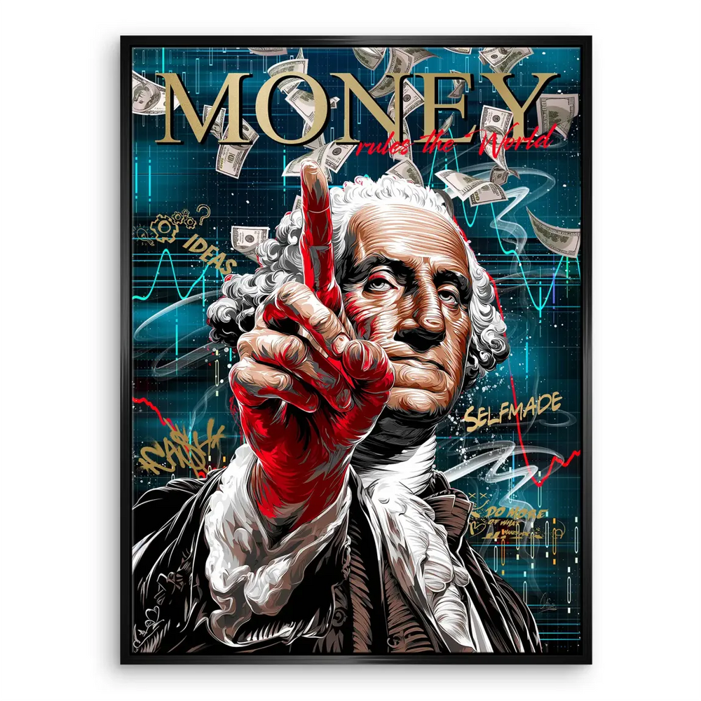 Edge design blending classical portraiture with street-art style for office or study spaces.