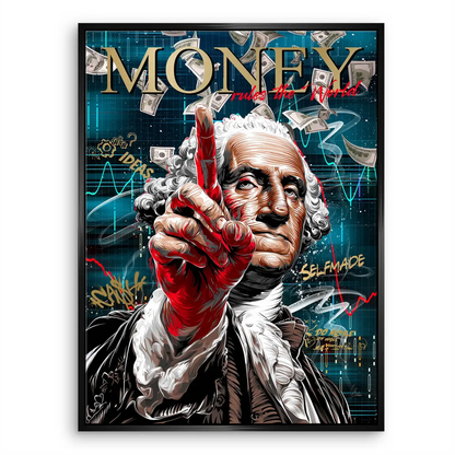 Edge design blending classical portraiture with street-art style for office or study spaces.