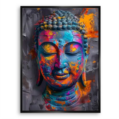 Eclectic bohemian style Buddha canvas print with luminous hues.