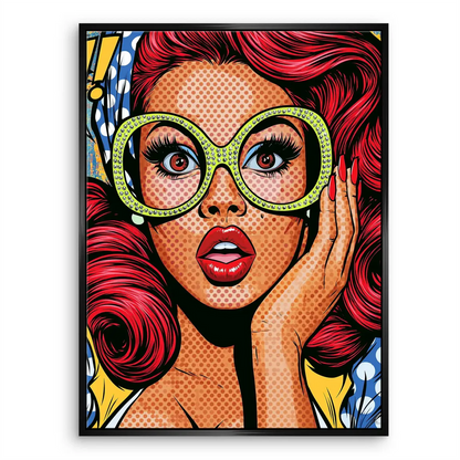 Dramatic palette of lime green, red, and black on canvas art