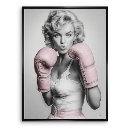 Empowered feminine art with retro charm and boxing gloves