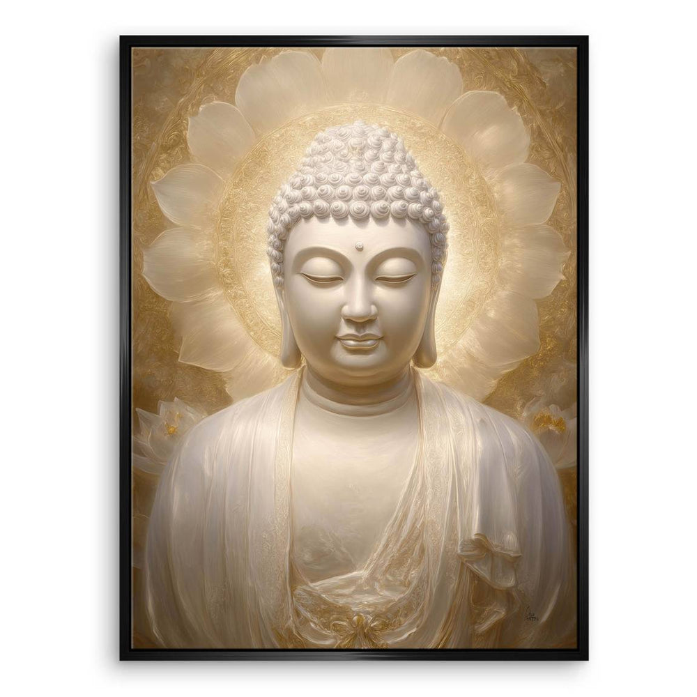Elegant canvas art with sculptural feel and warm glow.