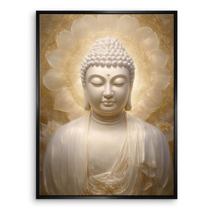Elegant canvas art with sculptural feel and warm glow.