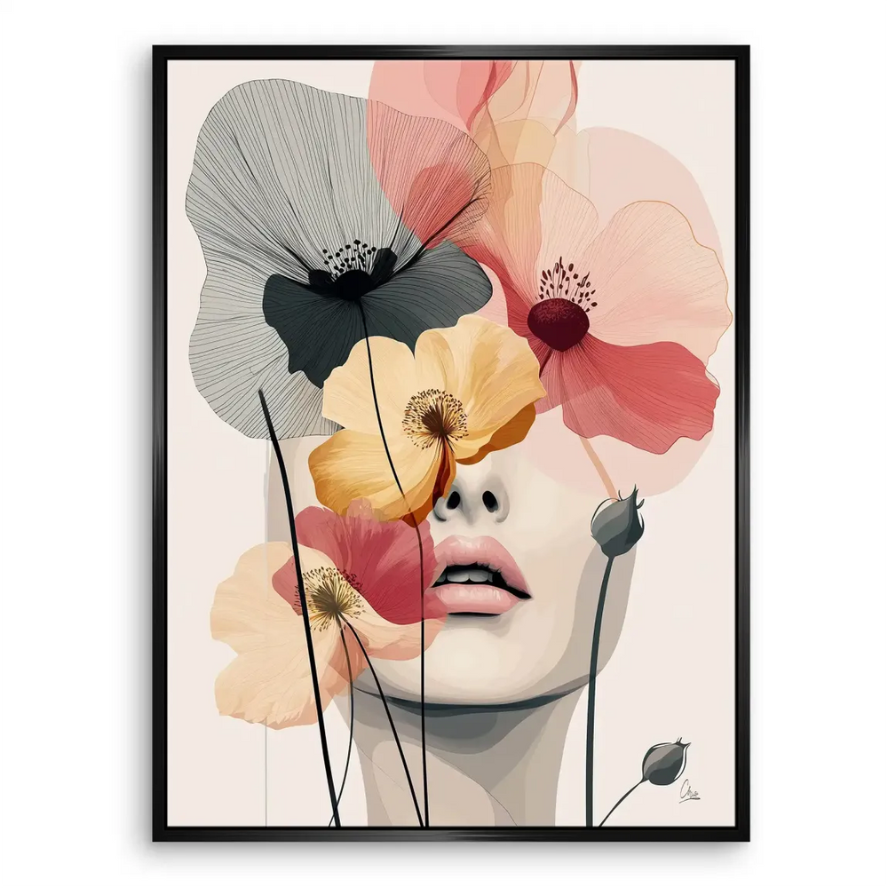 Elegant floral canvas print ideal for dressing areas and minimalist interiors