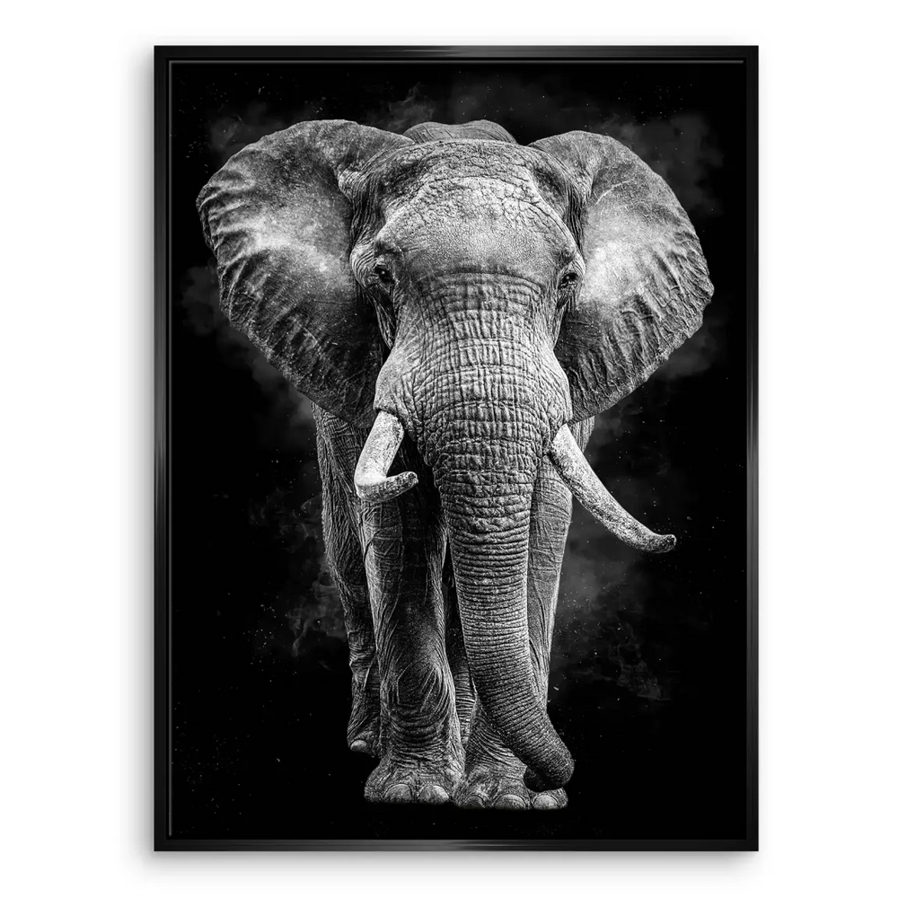 Dramatic African elephant artwork suited for modern living room or office decor