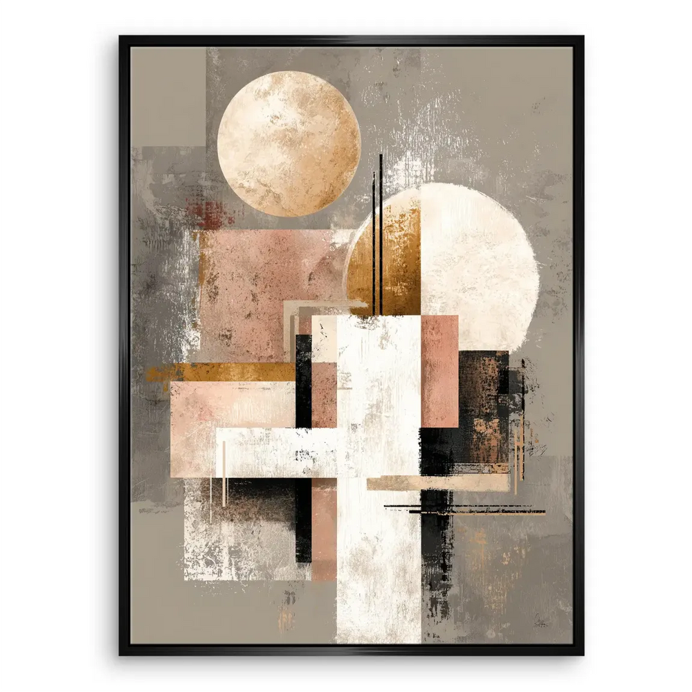 Scandinavian-inspired wall decor in gold and neutral colors