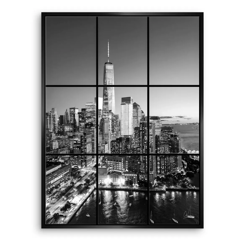 Minimalist wall art featuring a modern NYC skyline