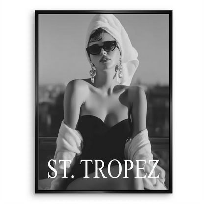 St. Tropez Glam Canvas Print – Black & White Wall Art - Image 6
