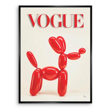 Balloon Dog Couture Canvas Art – Red Vogue Logo Pop Wall Decor - Image 5