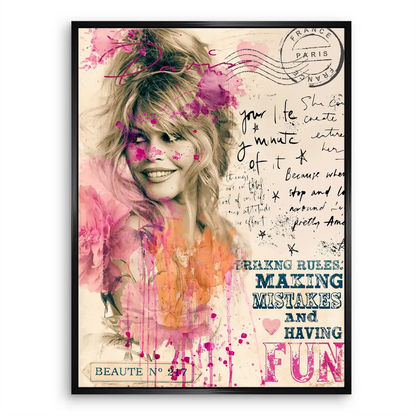 Colorful Paris canvas art with handwritten script and florals