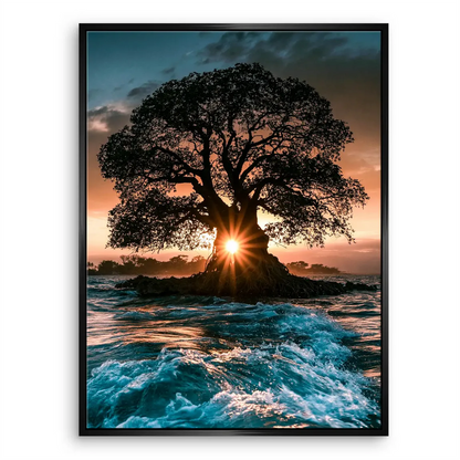 Contemporary coastal landscape with dramatic light and shadow