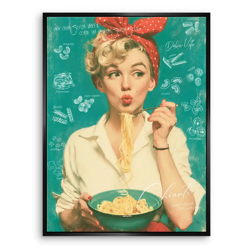 Marilyn Monroe Pasta Canvas – Retro Wall Art with Dolce Vita Vibe - Image 7