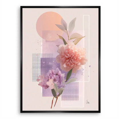 Asymmetrical composition blending botanical forms with minimal geometry