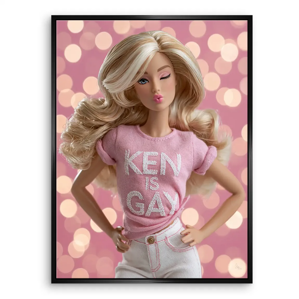 Barbie Ken is Gay Canvas Art - Bold Pink Pop Art Wall Decor - Image 6