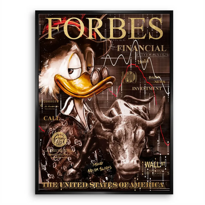 Typography elements MONEY NEVER SLEEPS and WALL ST integrated into the artwork.