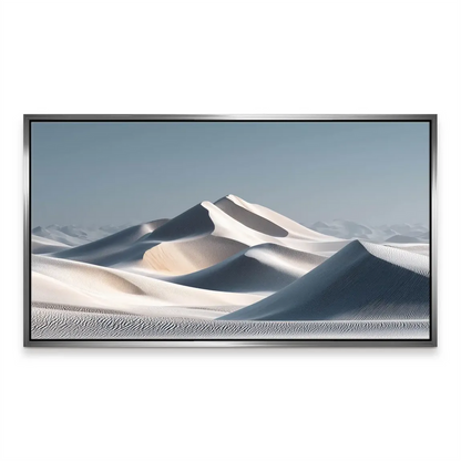 Modern wall art featuring serene, quiet desert scene in light tones.