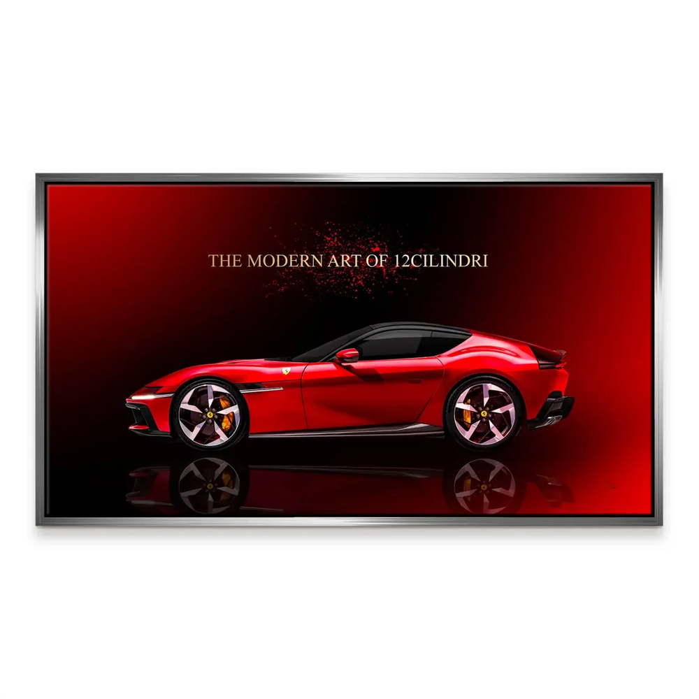Canvas print of a high-end sports car in contemporary art style with dramatic lighting.