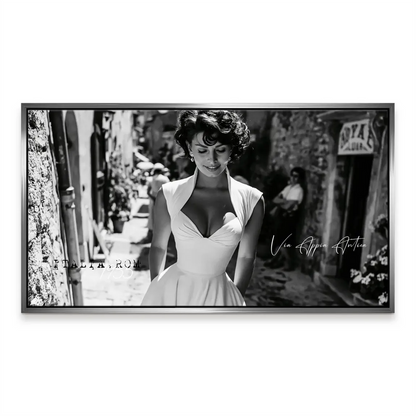 Elegant wall art featuring Sophia Loren on the Appian Way in Rome