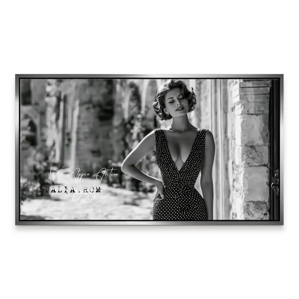 Diva posing near ancient stone arches in Rome, circa 1955, wall decor