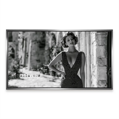 Diva posing near ancient stone arches in Rome, circa 1955, wall decor