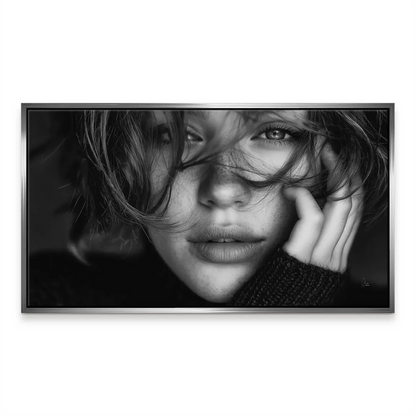 Portrait artwork of a woman in grayscale, suitable for modern decor