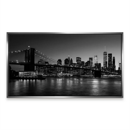 Bold black-and-white cityscape wall art for living rooms or offices.