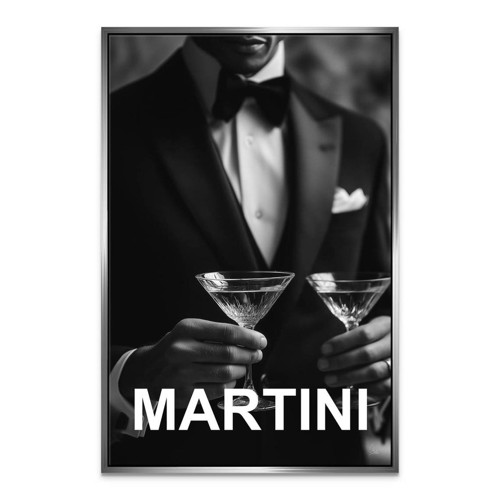 James Bond-inspired cocktail scene on canvas.