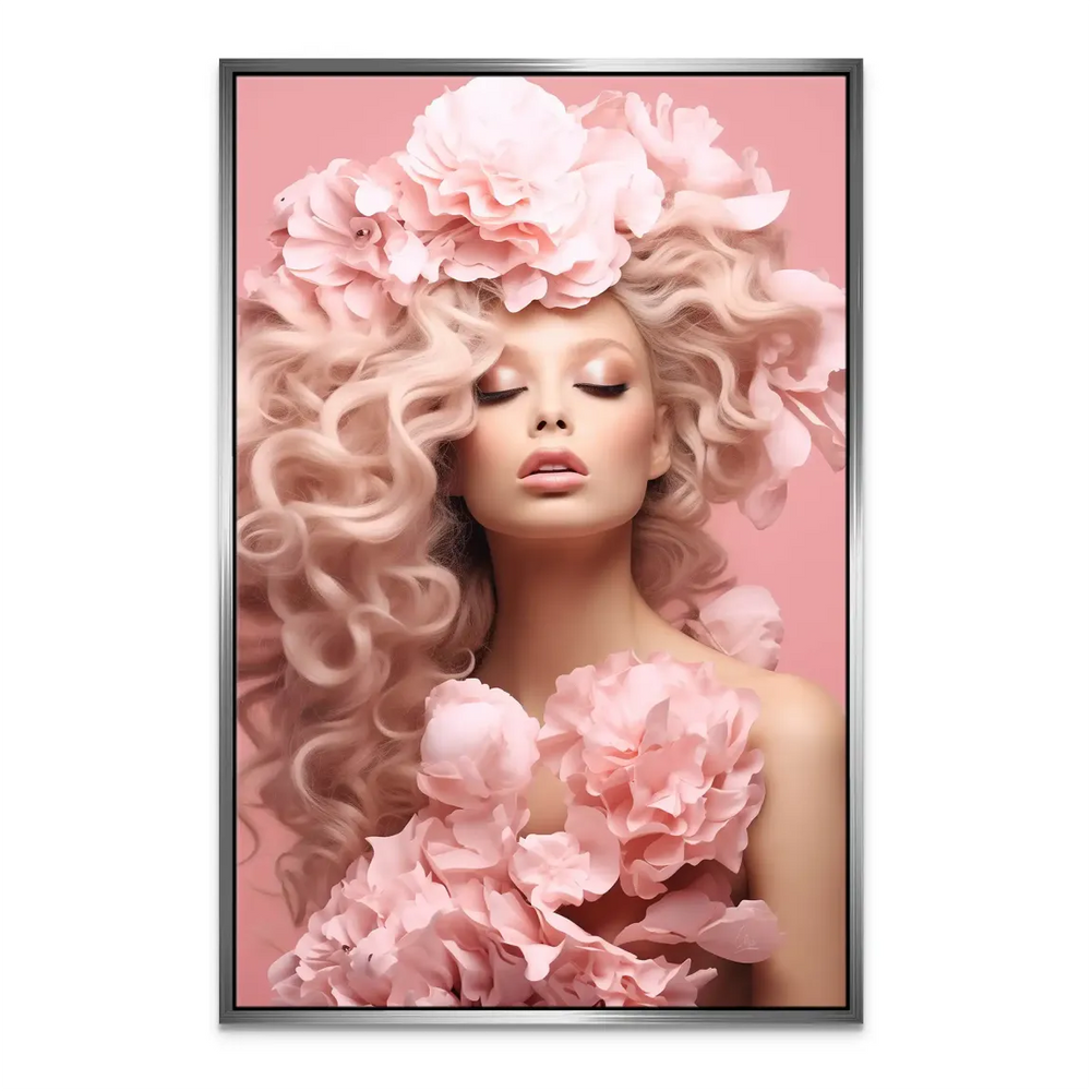Dramatic canvas portrait for dressing rooms and luxury home decor.