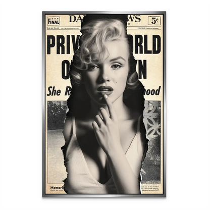 Neutral gray tones with subtle sepia and red lip accent in classic film star portrait