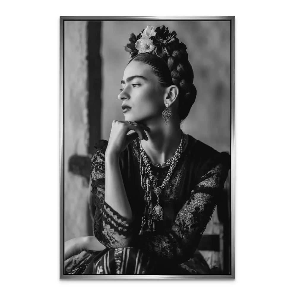 Frida's Longing: Black & White Frida Kahlo-Inspired Wall Art - Image 8