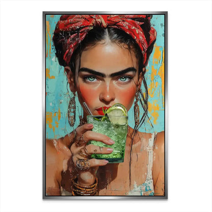 Full artwork on mint canvas with vibrant color palette for statement wall decor.