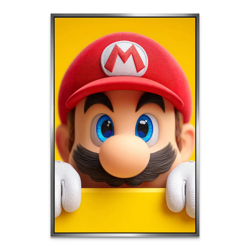 Iconic Nintendo Mario in a friendly pose, bright colors and glossy texture.