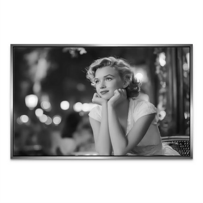 Black-and-white Marilyn canvas art with glowing background