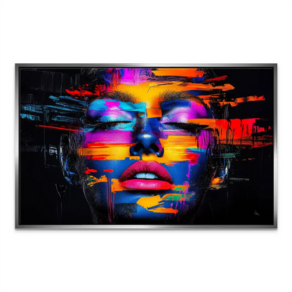Energetic and mysterious neon portrait for urban minimalist decor