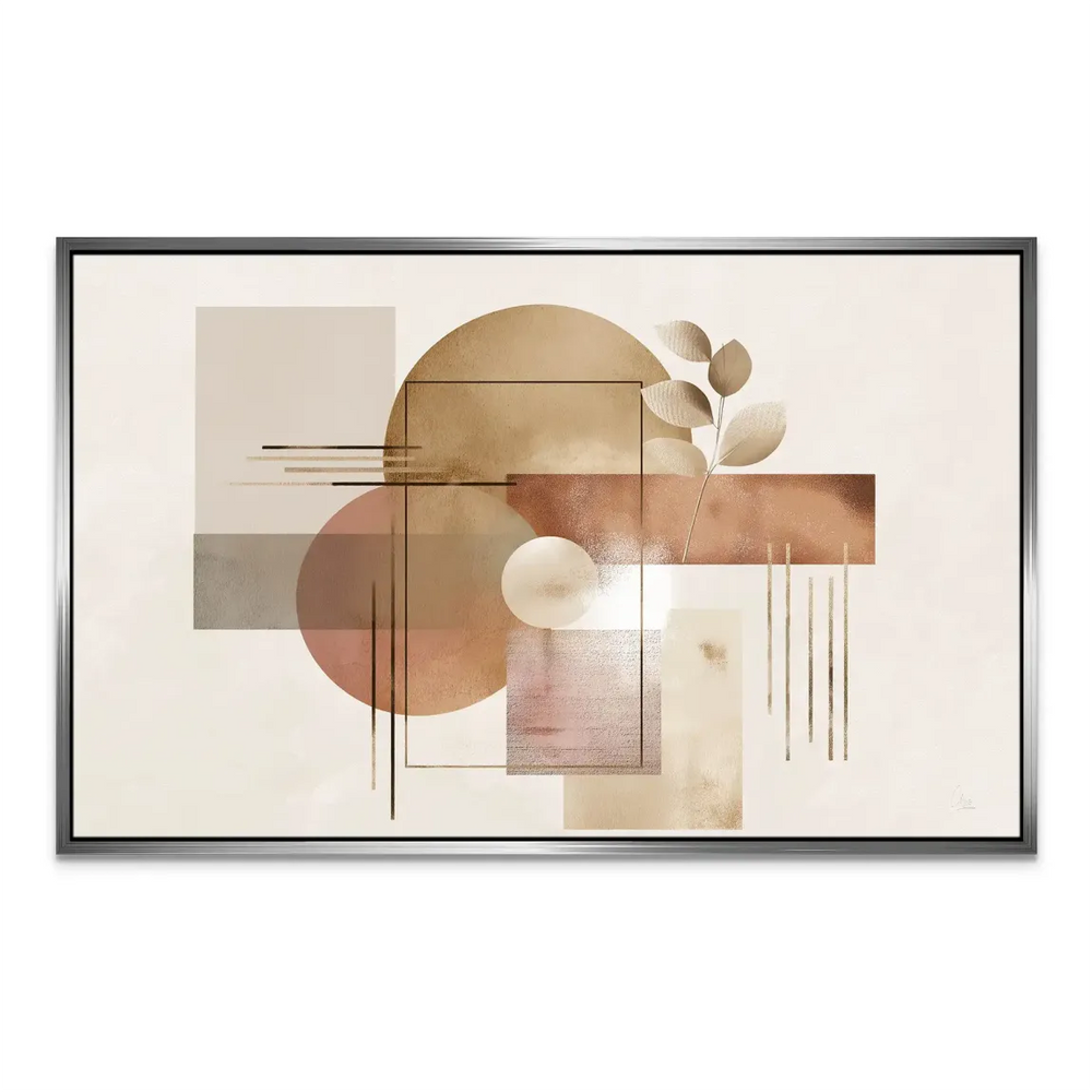 Office wall decor with balanced abstract canvas print in warm neutrals