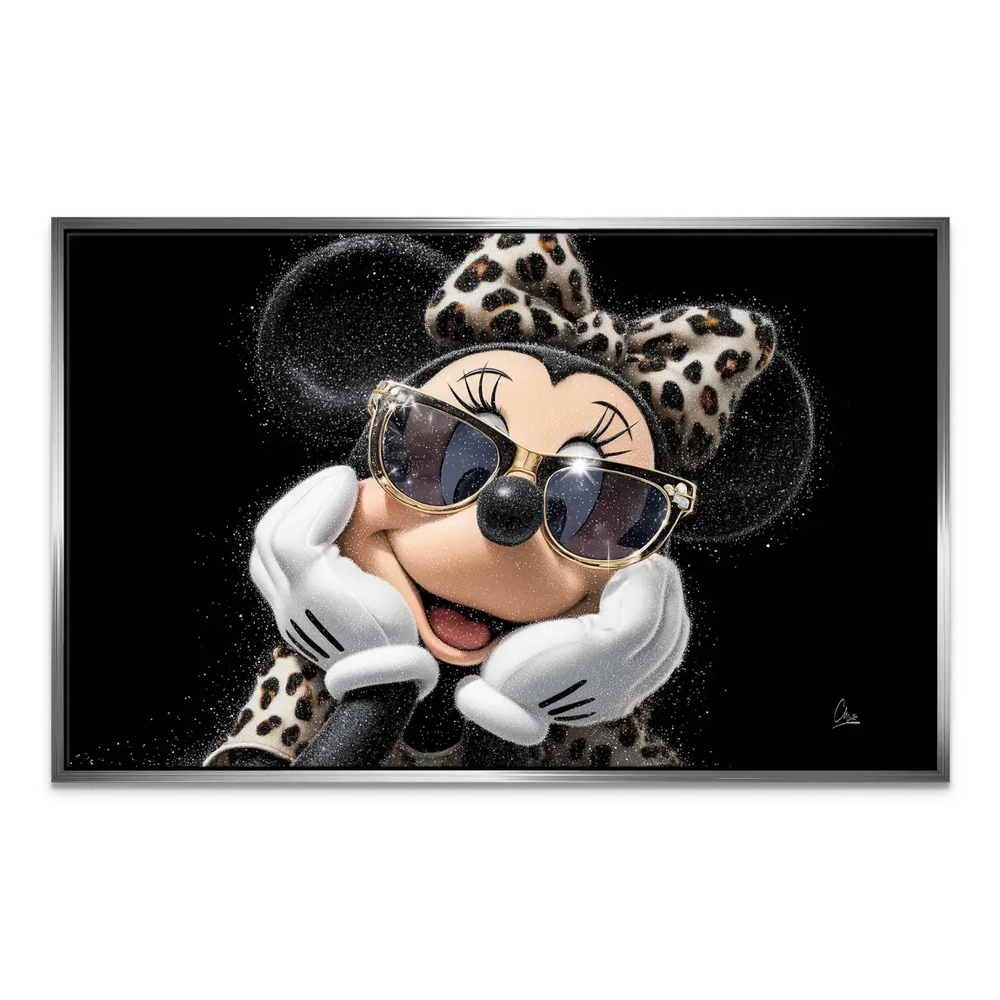 Minnie Mouse Chic Spark Canvas Wall Art Glam Leopard Bow - Image 6