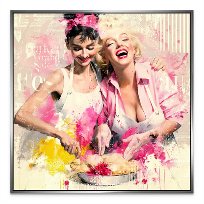 Celebrity-inspired canvas print blending classic glamour with street-art energy.