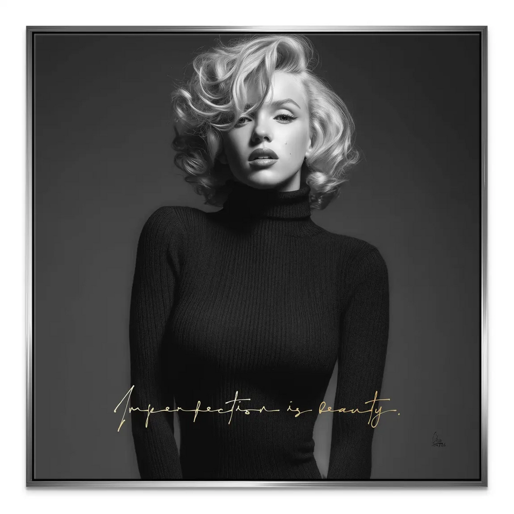 Marilyn Monroe Imperfection Canvas Portrait - Iconic B&W Wall Art - Image 7