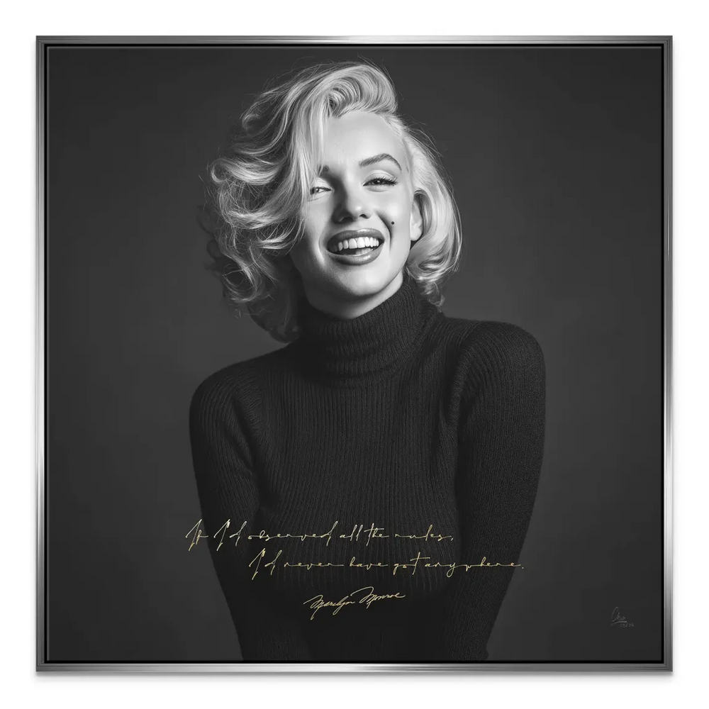 Marilyn Monroe Smile Canvas Art - Black & White Portrait - Image 8
